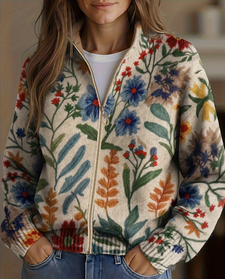Jannetje | Bloemrijk Vest met Rits