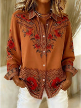 Marjon | Sierlijke Bloesem Blouse met Lange Mouwen
