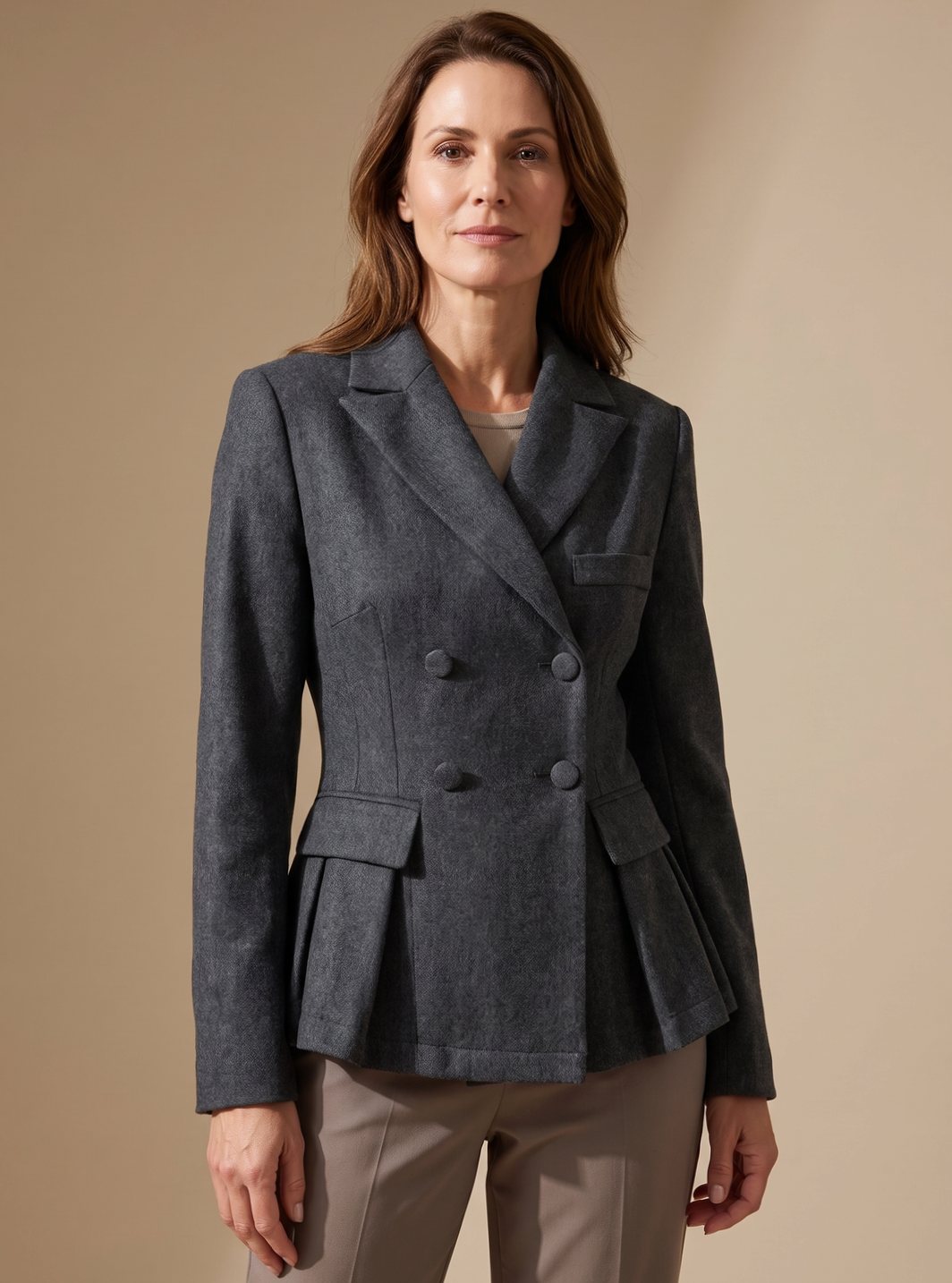 Suze | Getailleerde Dubbelrij Blazer met Peplum