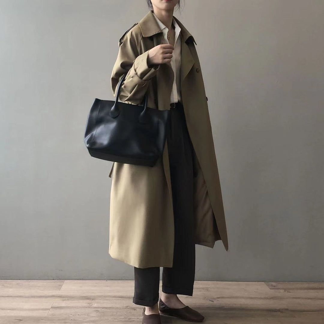 Ria | Tijdloze Dubbelrij Lange Trenchcoat