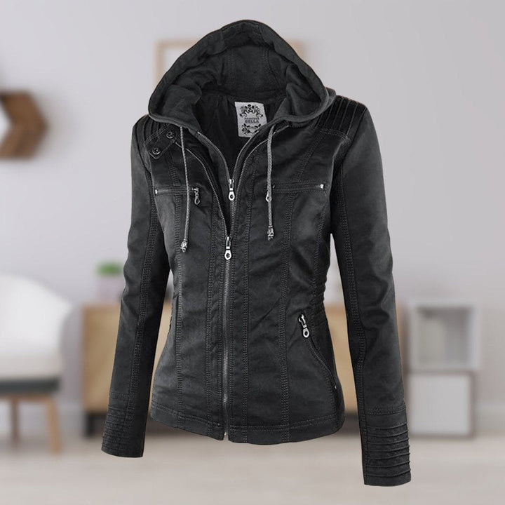 Cornelie | Stijlvol Bikerjack met Afneembare Capuchon