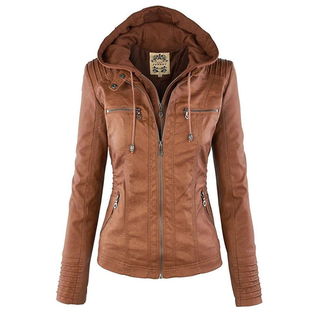 Cornelie | Stijlvol Bikerjack met Afneembare Capuchon