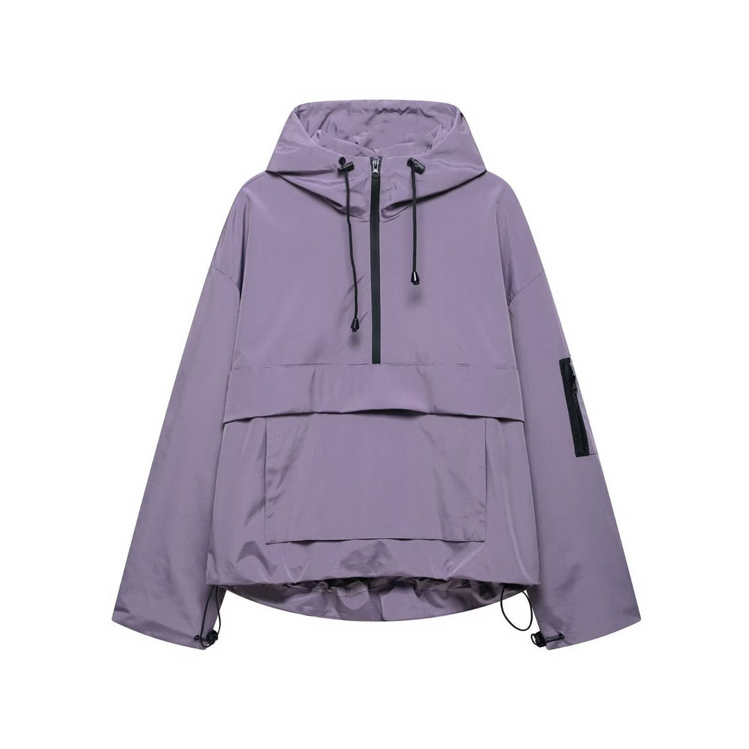 Nadine | Sportieve Anorak met Capuchon en Halve Rits