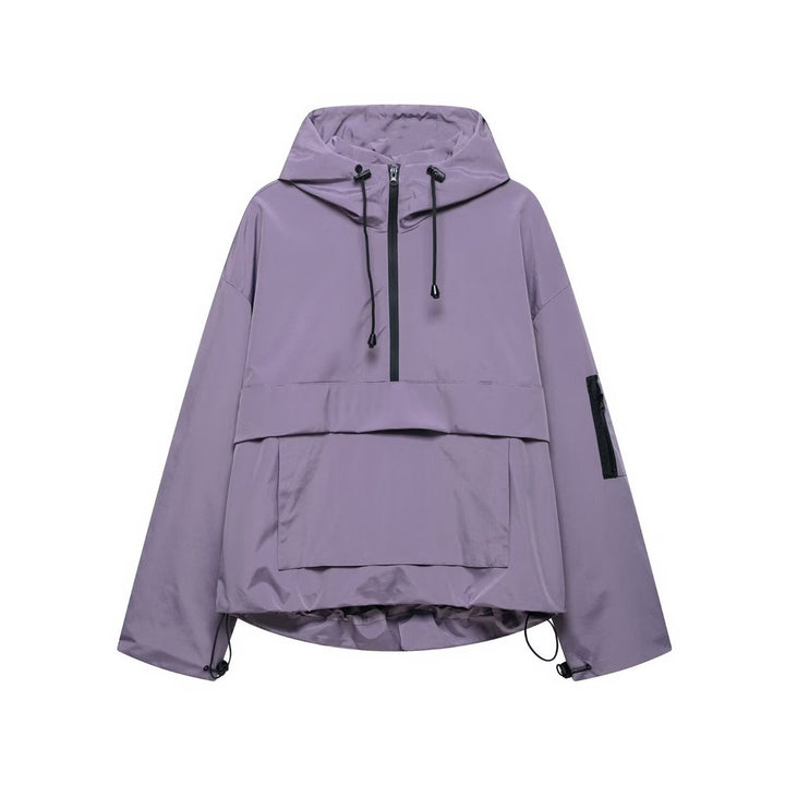 Nadine | Sportieve Anorak met Capuchon en Halve Rits
