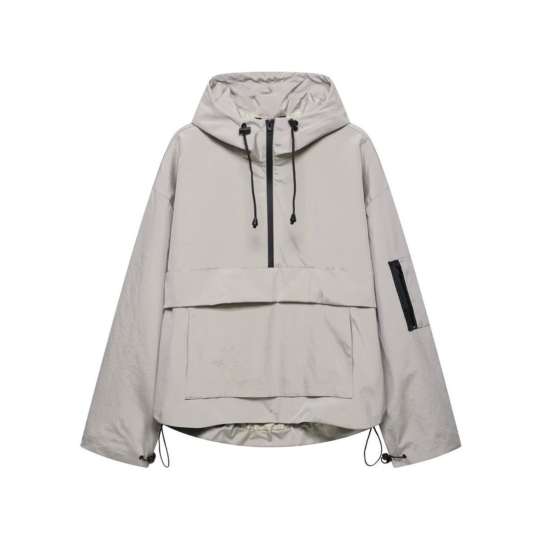 Nadine | Sportieve Anorak met Capuchon en Halve Rits