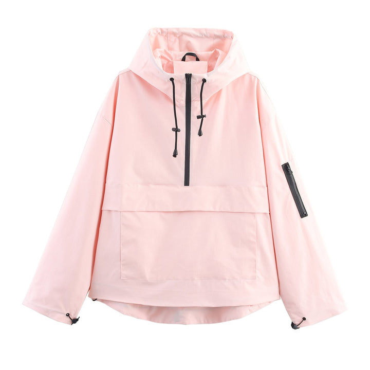 Nadine | Sportieve Anorak met Capuchon en Halve Rits