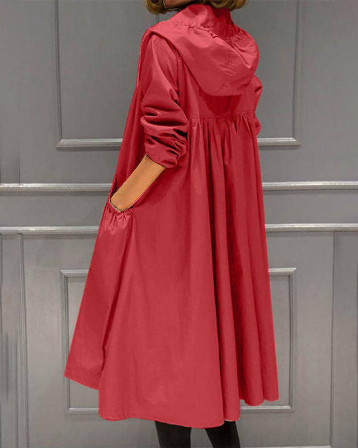 Elise | Elegante Lange Trenchcoat met Capuchon