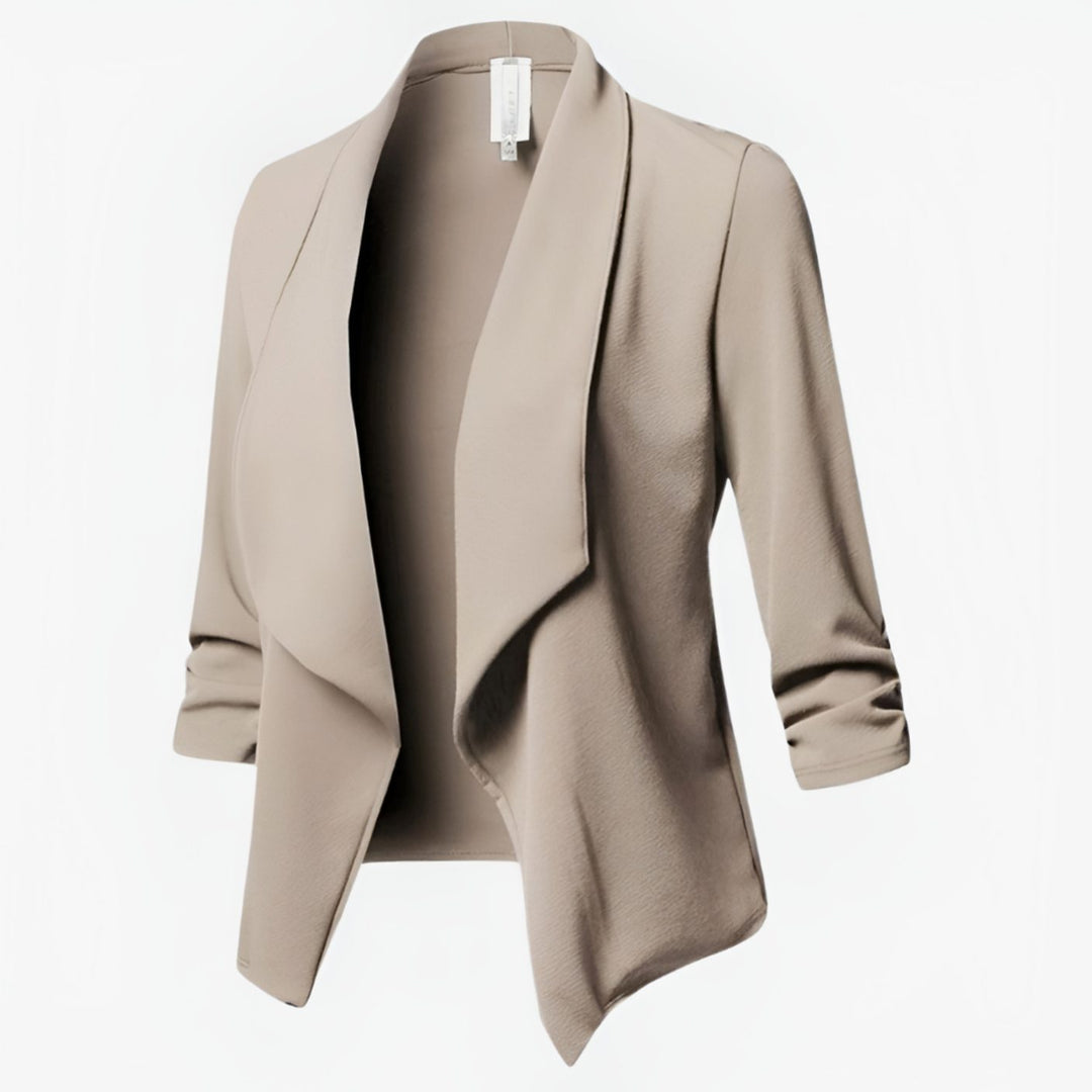 Ingeborg | Elegante Open Blazer met Gerimpelde Mouw