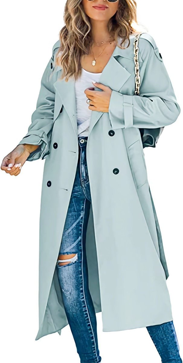 Sanneke | Verfijnde Lange Trenchcoat met Ceintuur