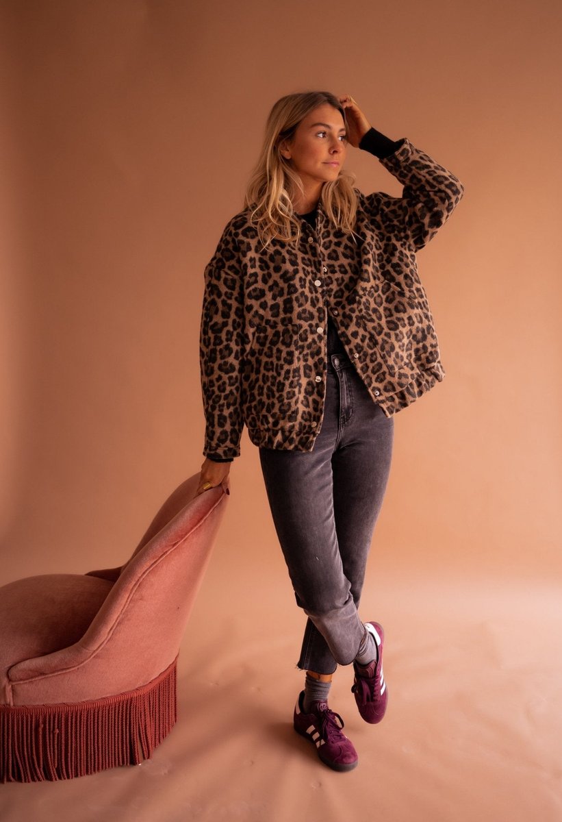 Linda | Oversized Jack met Luipaardprint