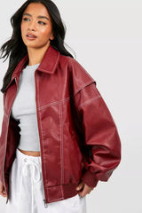 Anne | Oversized Bomberjack met Contraststiksel