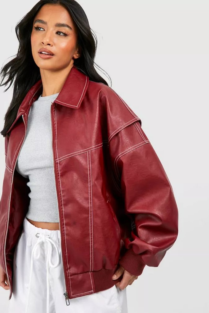 Anne | Oversized Bomberjack met Contraststiksel