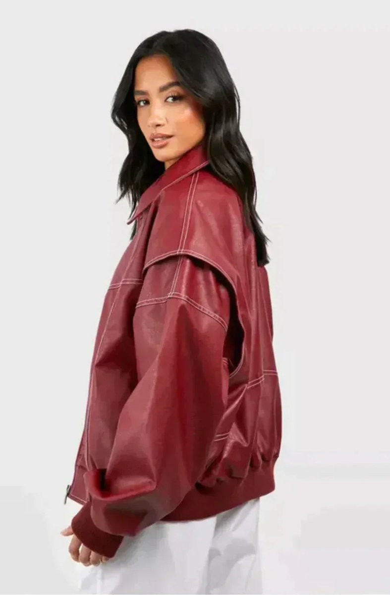 Anne | Oversized Bomberjack met Contraststiksel