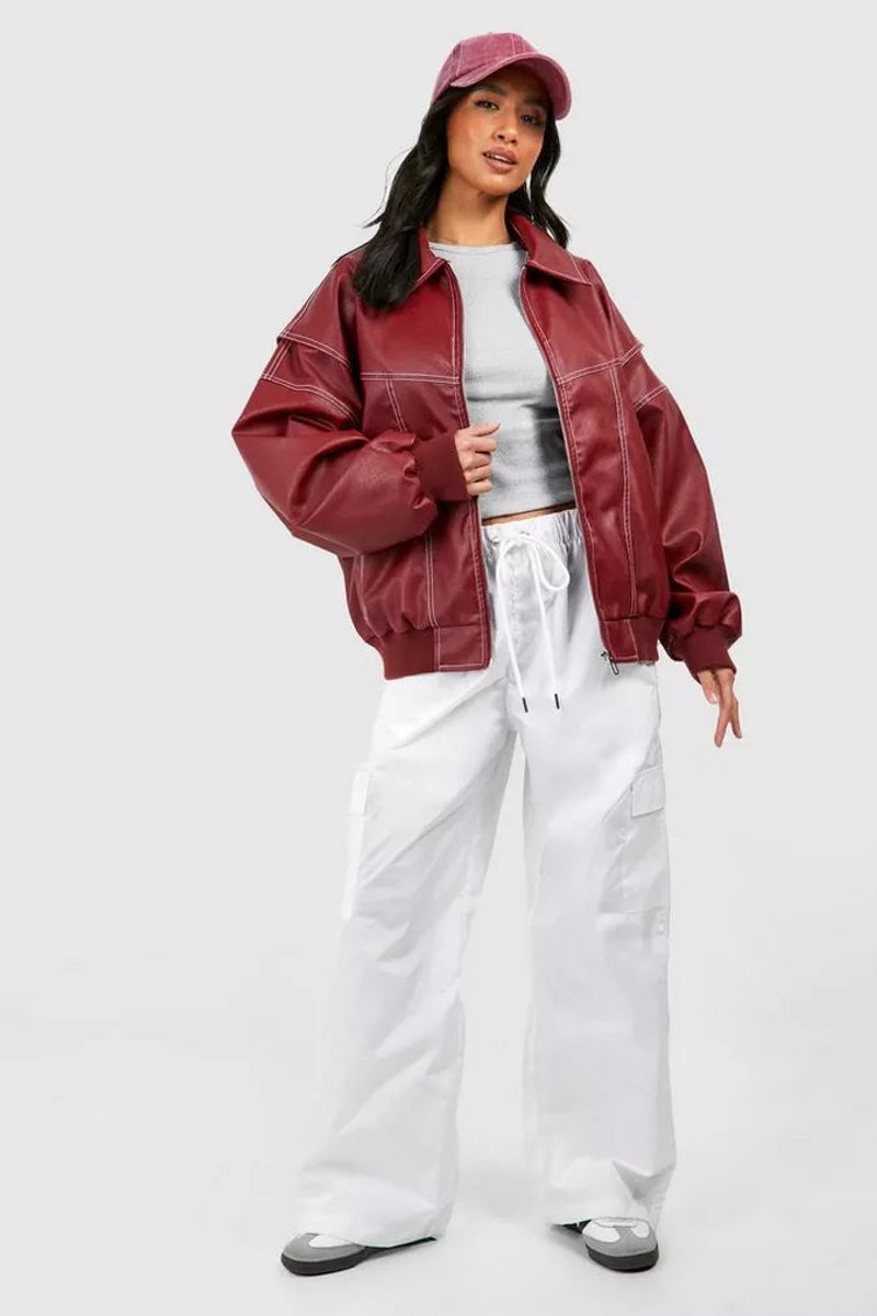 Anne | Oversized Bomberjack met Contraststiksel