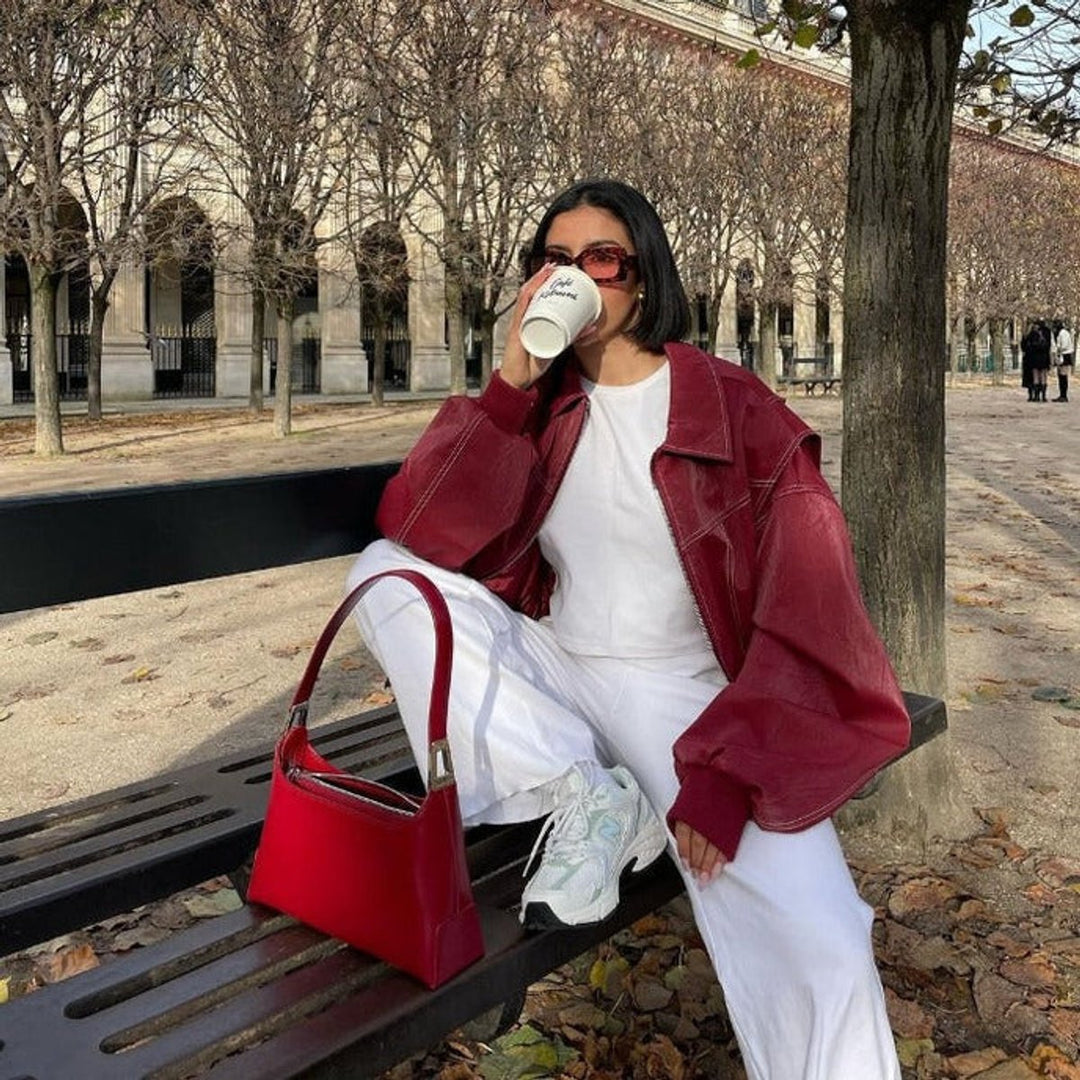Anne | Oversized Bomberjack met Contraststiksel
