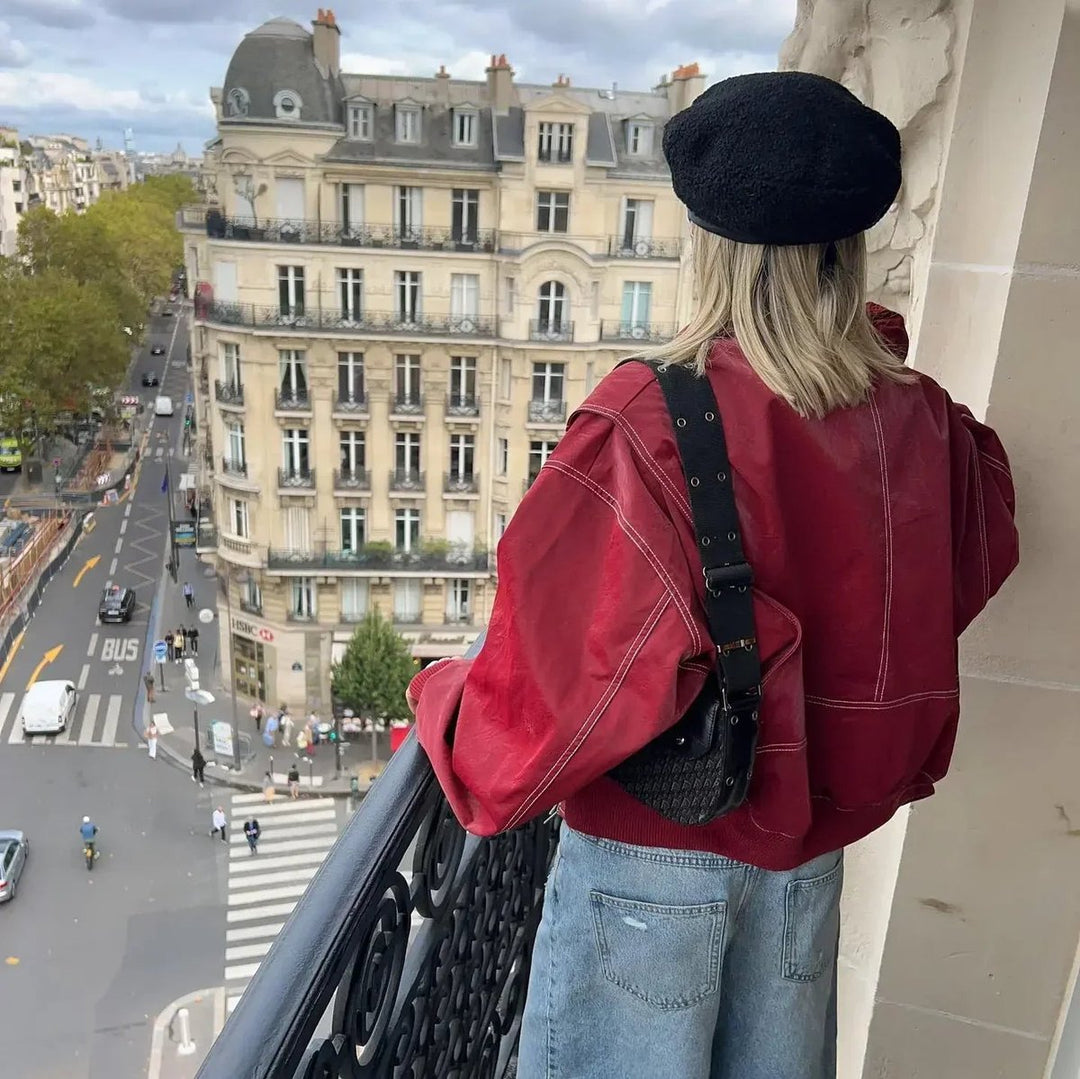 Anne | Oversized Bomberjack met Contraststiksel