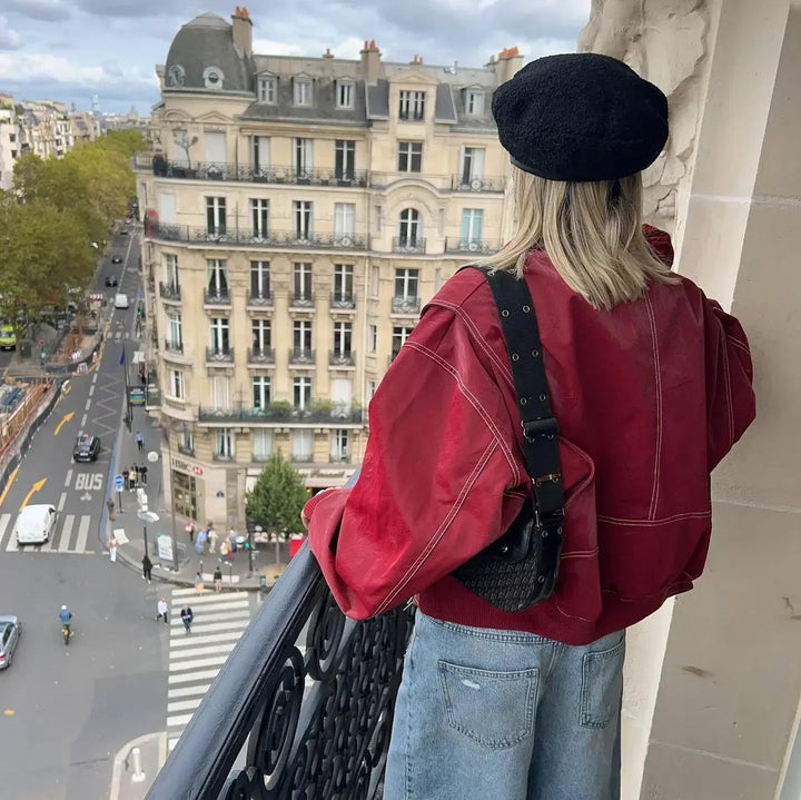 Anne | Oversized Bomberjack met Contraststiksel