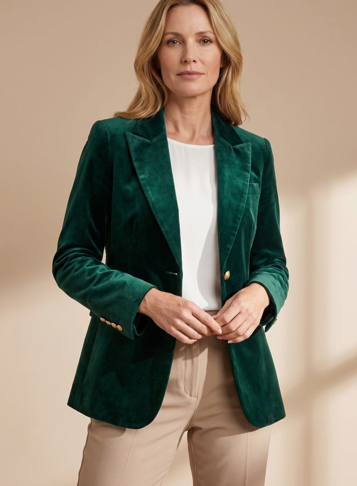 Minke | Getailleerde Blazer met Goudkleurige Knopen