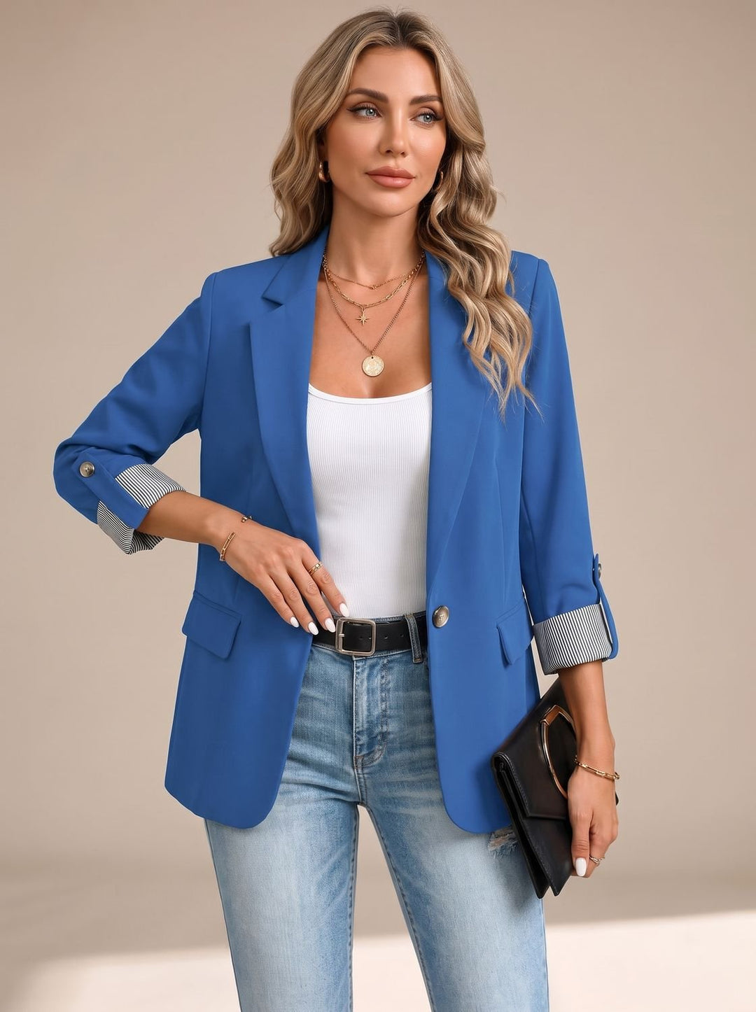Ingeborg | Soepel getailleerde blazer met oprolbare mouwen