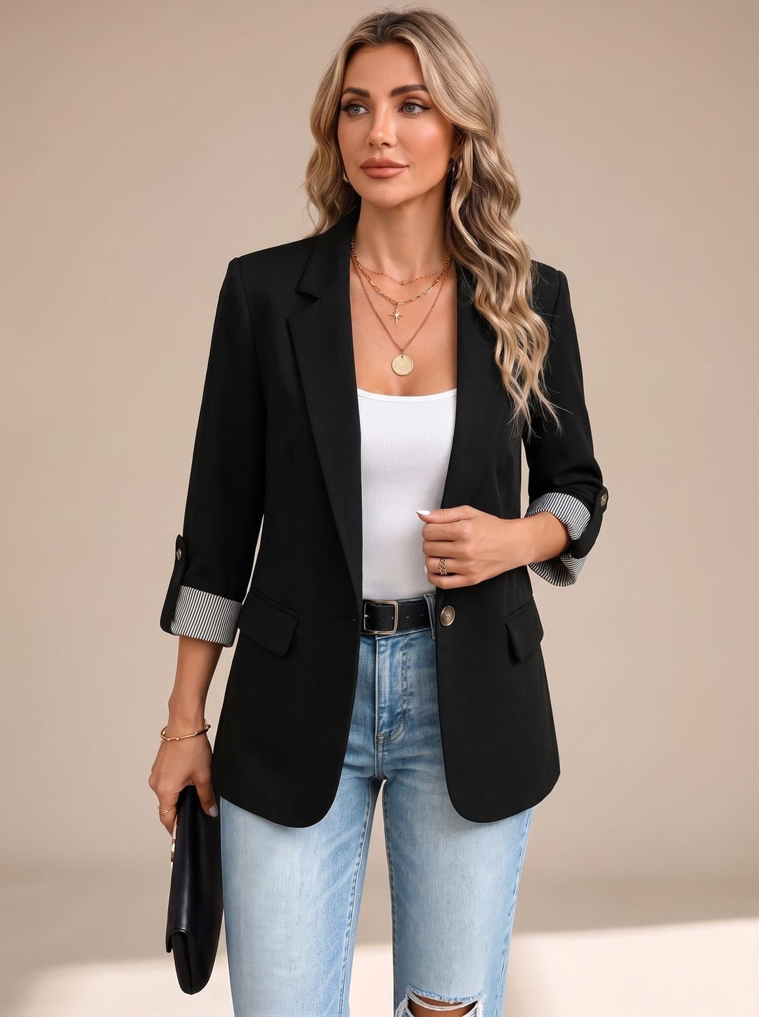 Ingeborg | Soepel getailleerde blazer met oprolbare mouwen