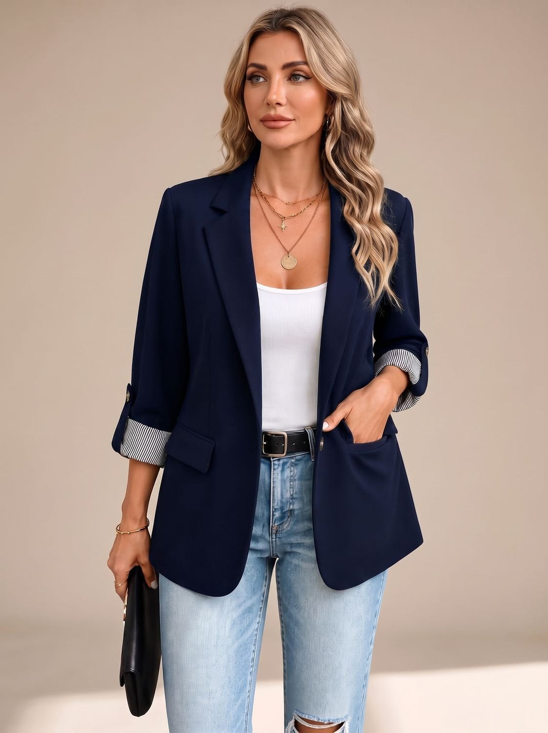 Ingeborg | Soepel getailleerde blazer met oprolbare mouwen