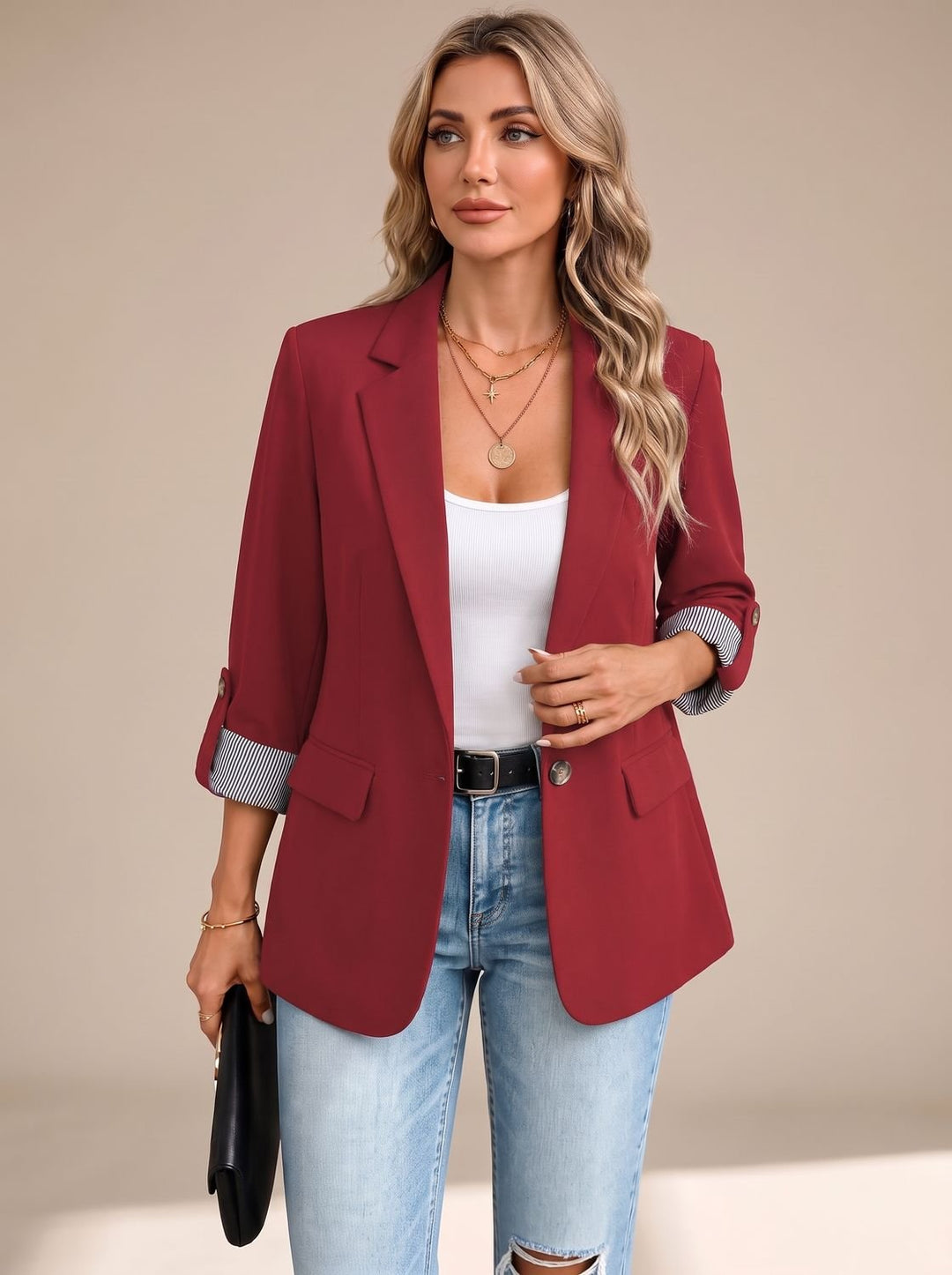 Ingeborg | Soepel getailleerde blazer met oprolbare mouwen