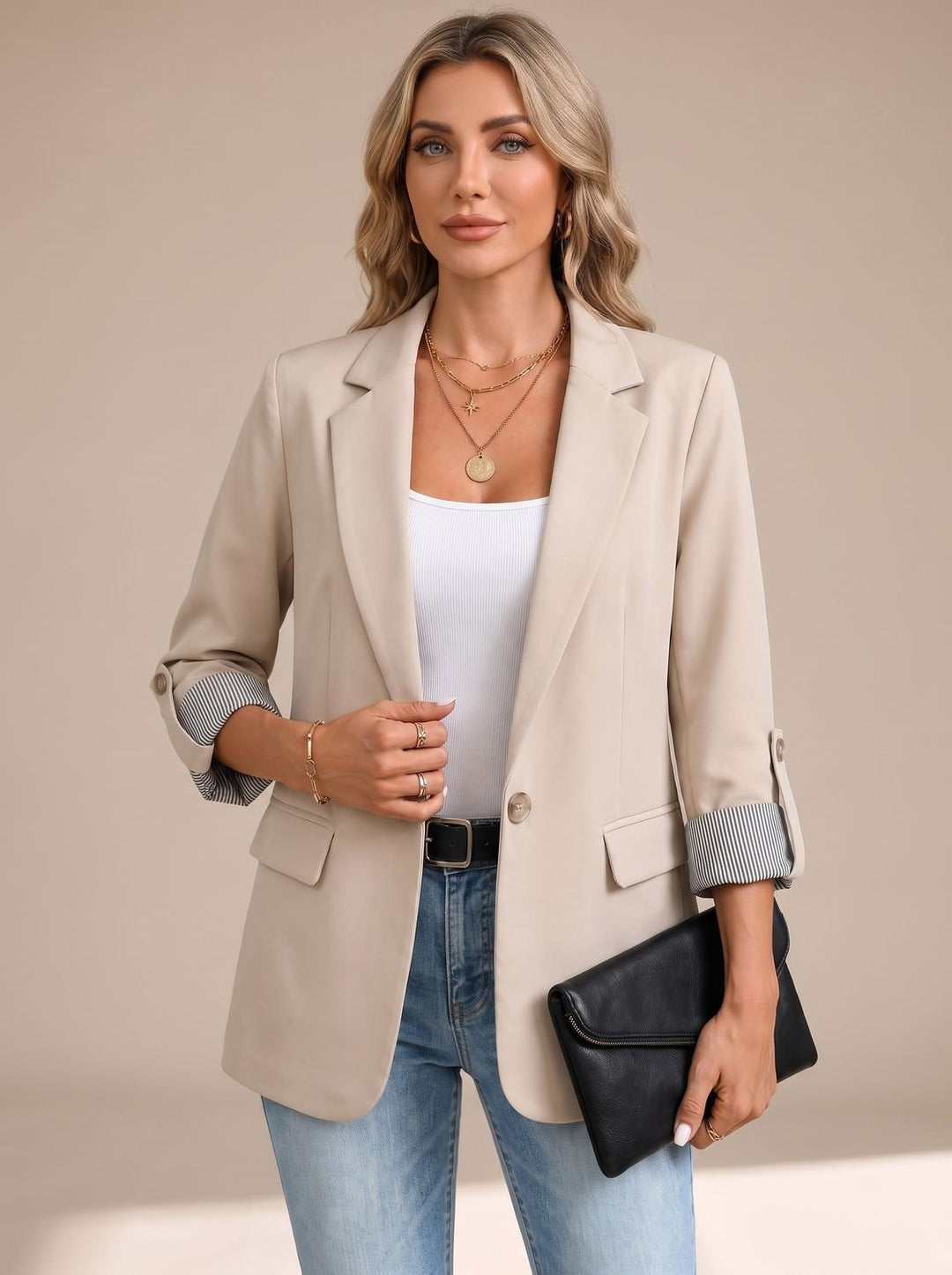 Harmke | Soepel Getailleerde Blazer met Oprolbare Mouwen