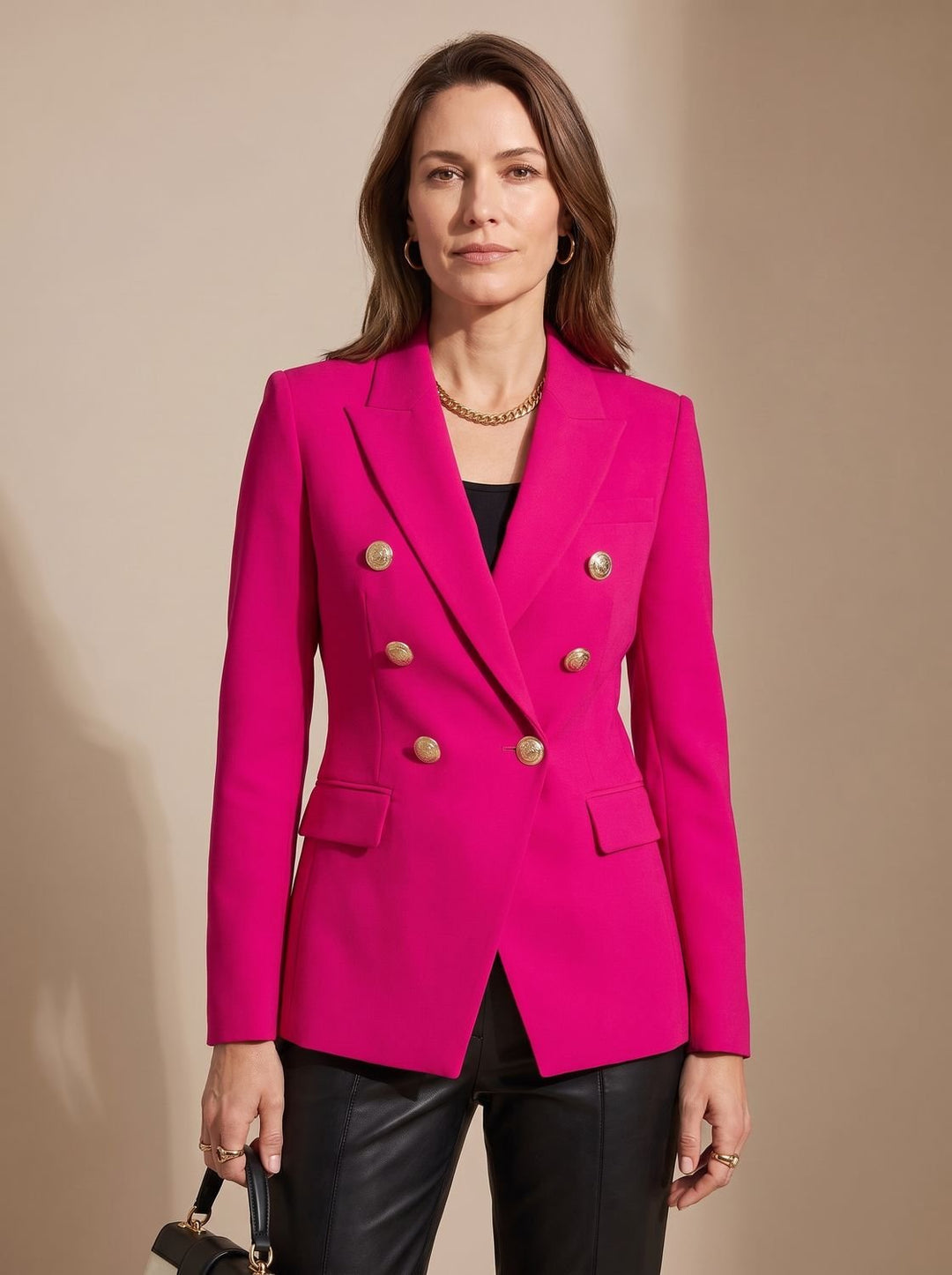 Elise | Getailleerde Dubbelrij Blazer met Gouden Knopen