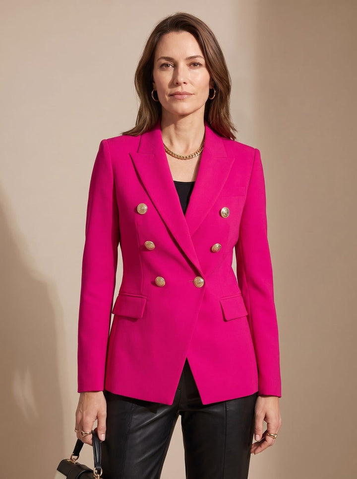 Elise | Getailleerde Dubbelrij Blazer met Gouden Knopen