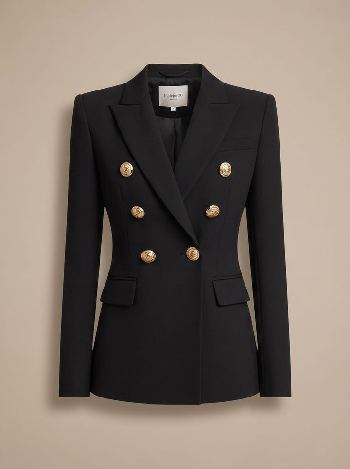 Elise | Getailleerde Dubbelrij Blazer met Gouden Knopen