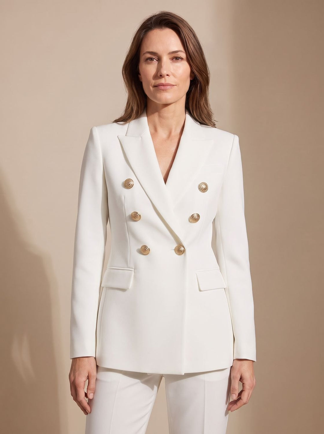 Elise | Getailleerde Dubbelrij Blazer met Gouden Knopen