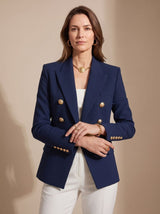 Elise | Getailleerde Dubbelrij Blazer met Gouden Knopen