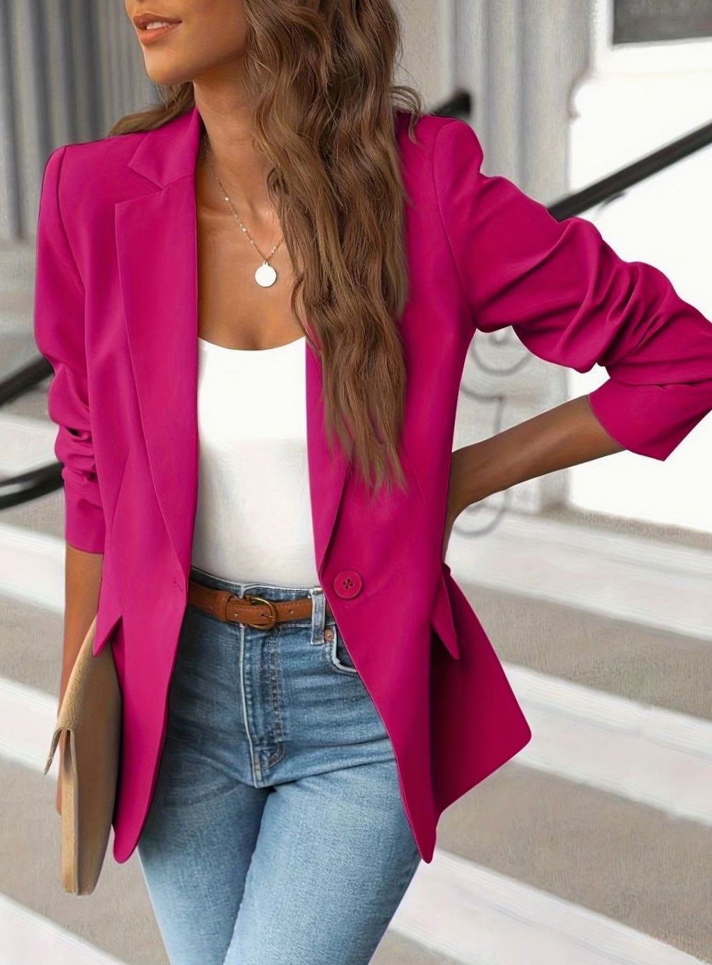 Doortje | Getailleerde Blazer met Geplooide Mouwen